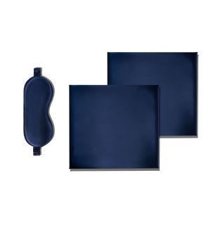 Two Pillowcases + Free Mask - Navy Blue